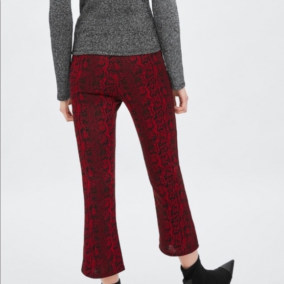 Zara Snakeskin Print Mini Flare PANTS - Picture 2 of 6